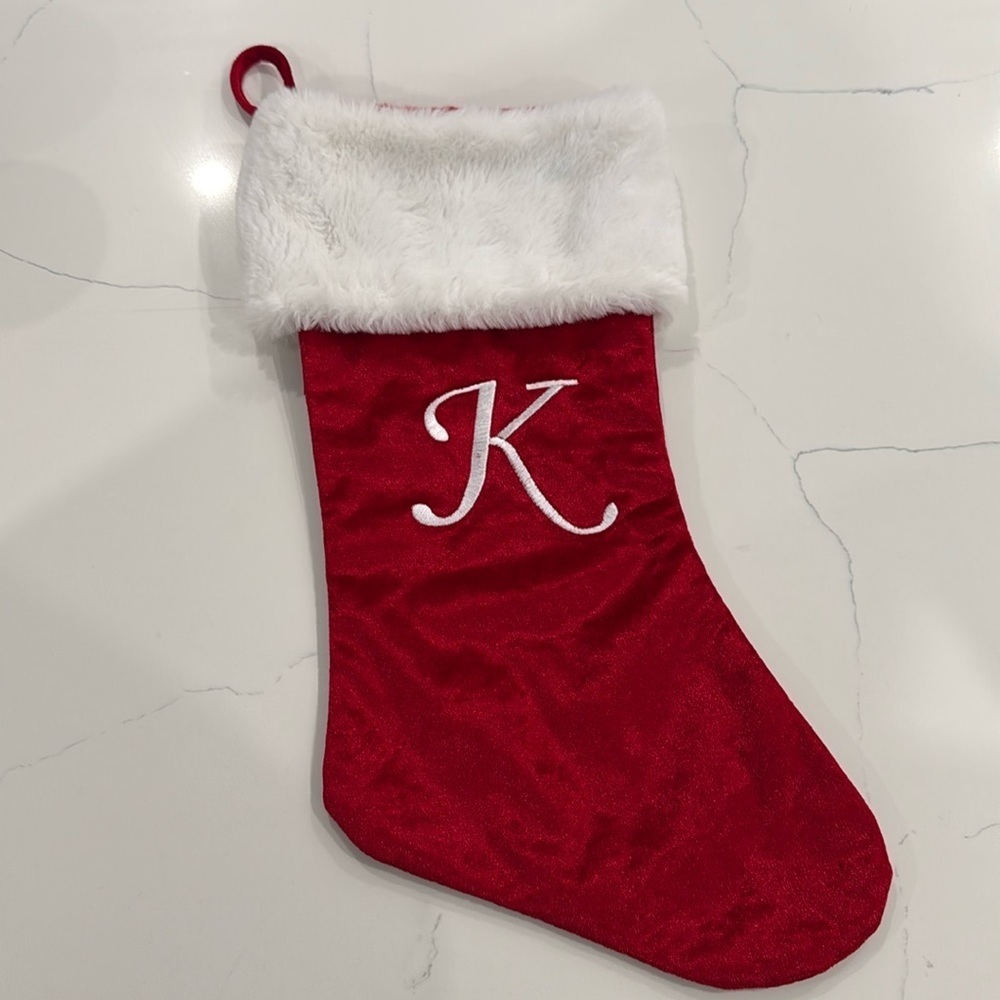 Monogram “K” Christmas Stocking - Picture 1 of 12